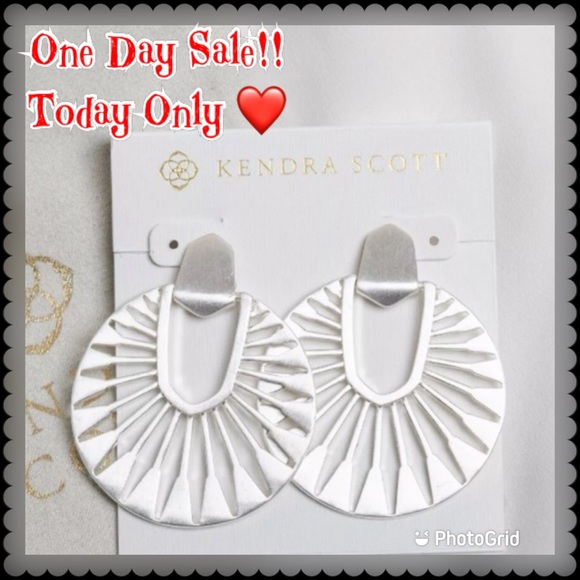 NEW Kendra Scott Silver Didi Sunburst Stmt Earring - Picture 5 of 5